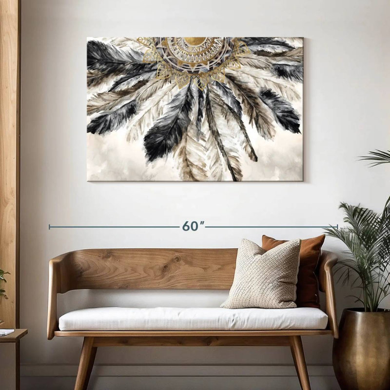 Native American Necklace Of Feathers III Canvas Print, 30" H x 45" W x 1.25" D