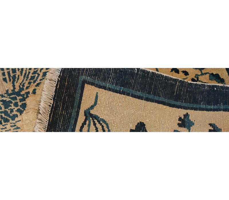 Antique Peking Chinese Medallion Beige 1890s Rug