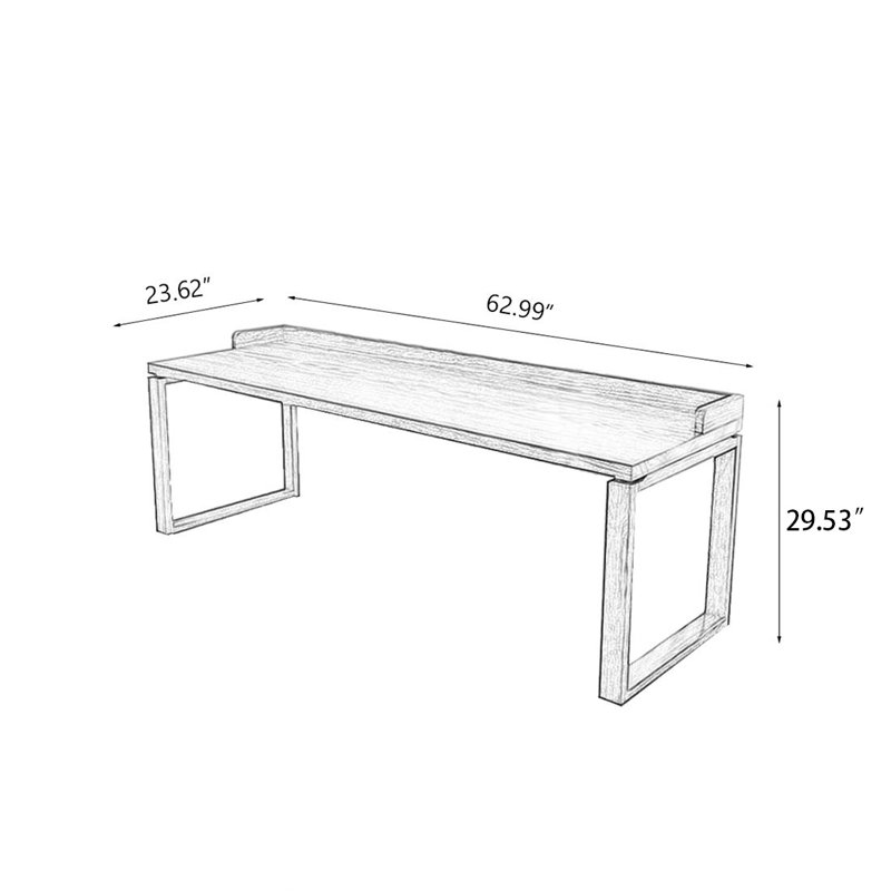 Bureau rectangulaire en bois massif noyer, H 29,53 po x l 62,99 po x P 23,62 po