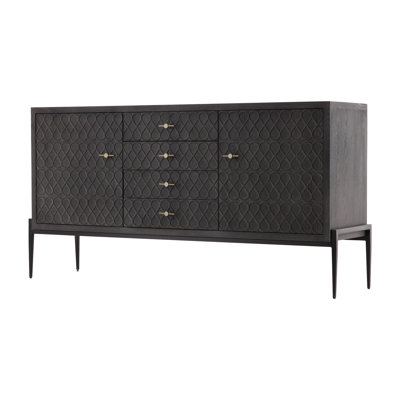  Stevens Charcoal Oak Marble Top Sideboard