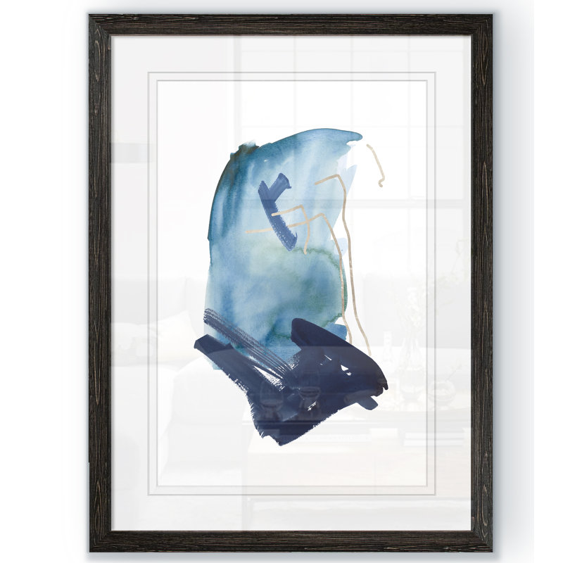 «Indigo Collide IV» par Paul Cezanne - reproduction d'art encadrée, H 22 po x l 16 po x P 2 po, Impression encadrée, ébène