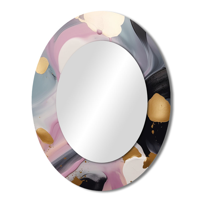 Miroir mural rose et doré Mysterious Marble IV, 43 po x 33 po