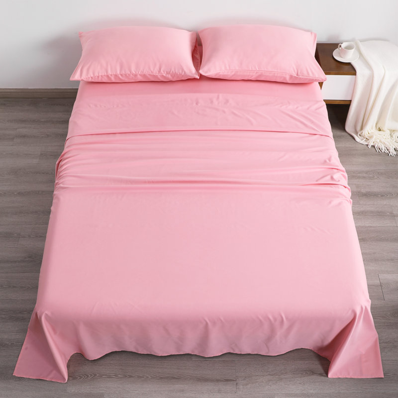 4PC 1800 Series Soft Microfiber Sheet Set, Pink, Full Sheet Set with 2 Pillowcases
