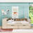 Wooden Daybed with Storage Drawers, Shelves, Charging Station and Upholstered Headboard-1476839866-1476839865
