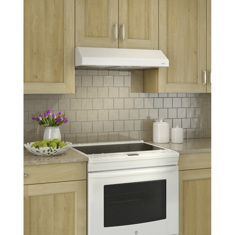 Broan NuTone 30" Stainless Steel 300 CFM Convertible Under Cabinet Range Hood with Mesh Filter, White