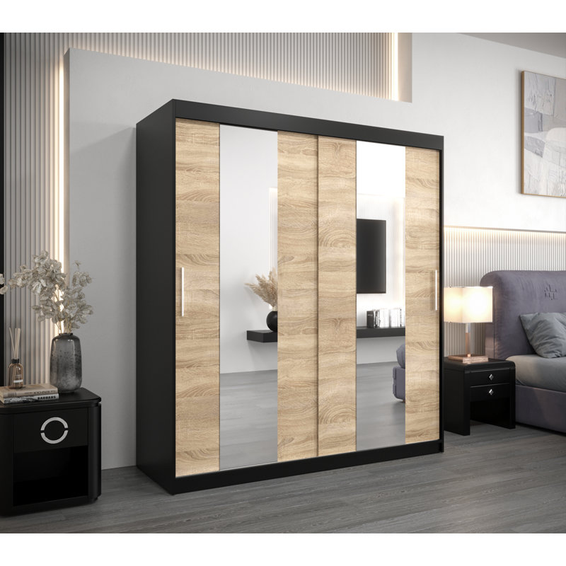 Avyansh 2 Door Manufactured Wood Wardrobe, Matte Black
