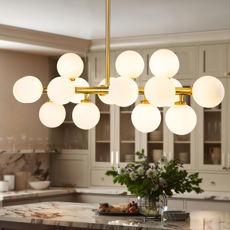 Broghan 16 - Light Kitchen Island Pendant, Gold, White