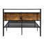 Lit plateforme en métal avec tête de lit en bois et fixation, sommier non indispensable, grand espace de rangement, silencieux, assemblage sans effort, robustesse à l'inclusion, pas nécessaire, considérable-376394532
