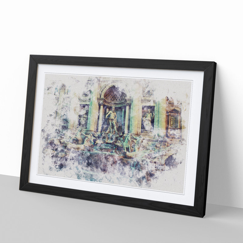Trevi Fountain in Rome Vol.2 - Picture Frame Graphic Art, Black, 27cm H x 36cm W x 2cm D