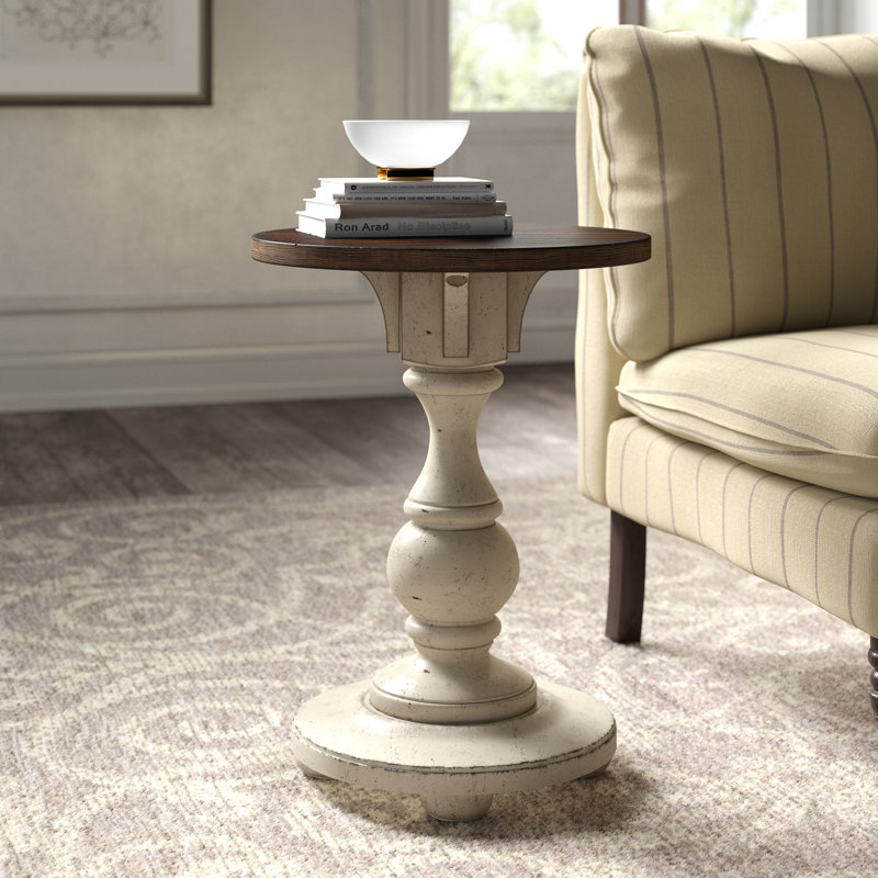 Morgan Creek Antique White Round Chairside Table with Storage