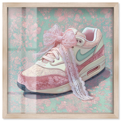 Velvet and Lace Sneaker Fashion Art Shadowbox Print by Art Remedy