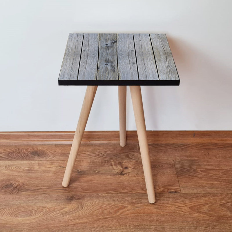 Modern Side Table with Beech Wood Legs, Grey & Black, 13.8 x 16.5 x 13.8 inches | 100% MDF, Thickness: 0.7 inches | Scandinavian Design, Perfect for Living Room & Bedroom - Stylish & Functional Decor