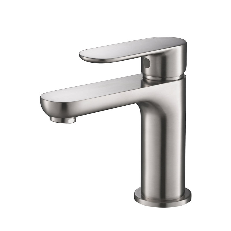 Blossom Brushed Nickel Single Hole Bathroom Faucet – Single Handle Vanity Sink Faucet with High Arc Spout, Drip-Free Ceramic Cartridge, and Water Supply Hose