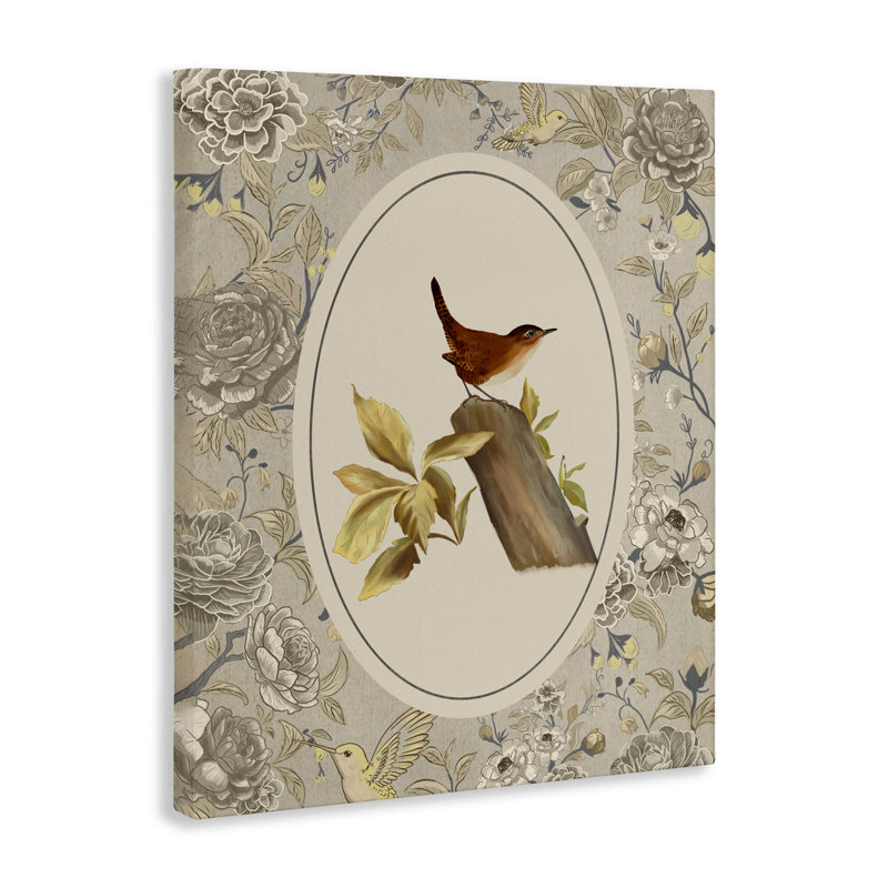 Oiseau perché et toile peinte, design par Radhika Modi, H 30 po x l 24 po