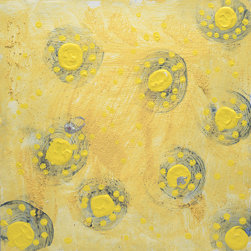 Star Gazer VIII Series Of 9 Yellow & Gray & Green Print by Joyce Creiger