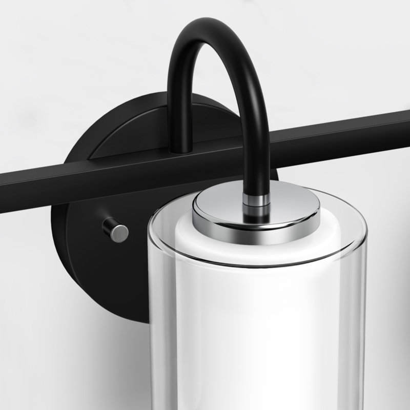 Luminaire de salle de bain moderne à 3 lumières avec abat-jour en verre double couche Bauman