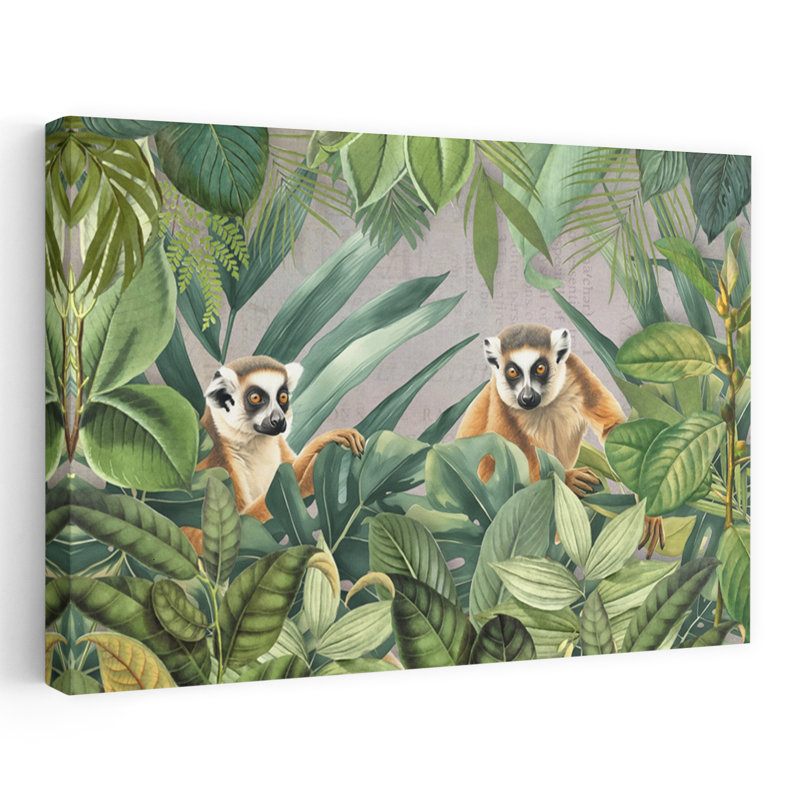 Contemporary Art Monkey Nature Tropical Art by Andrea Haase - Wrapped Canvas Print, 40.64 cm H x 60.96 cm W