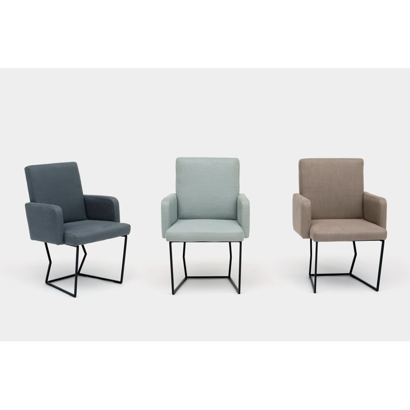 Upholstered Arm Chair, Matte Black, Celadon Velvet