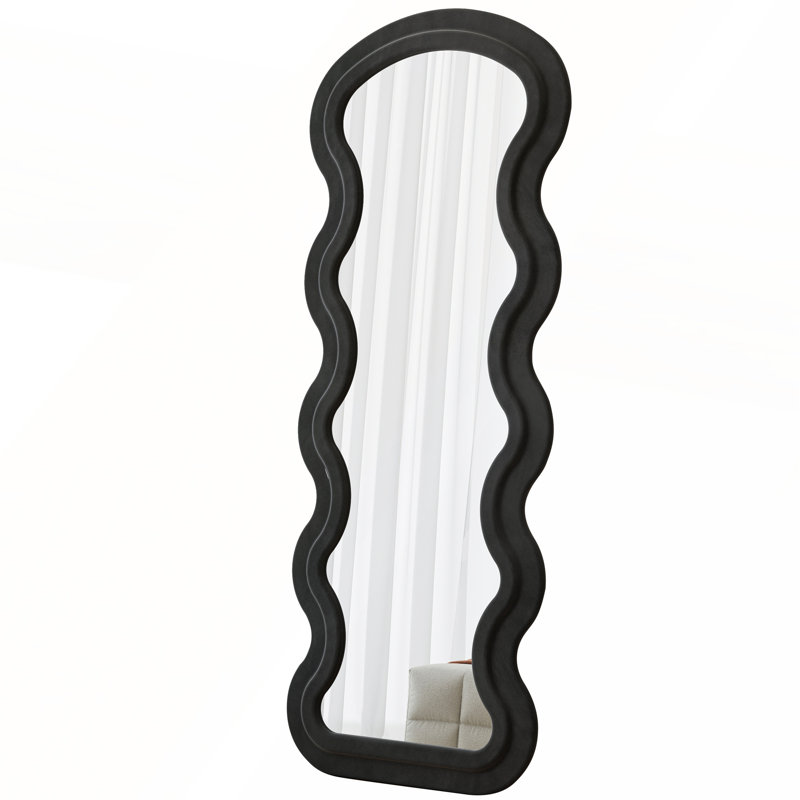 Flannel Full Length Wavy Floor Mirror with Stand for Bedroom and Living Room, Hanging or Freestanding, Durable and Stylish