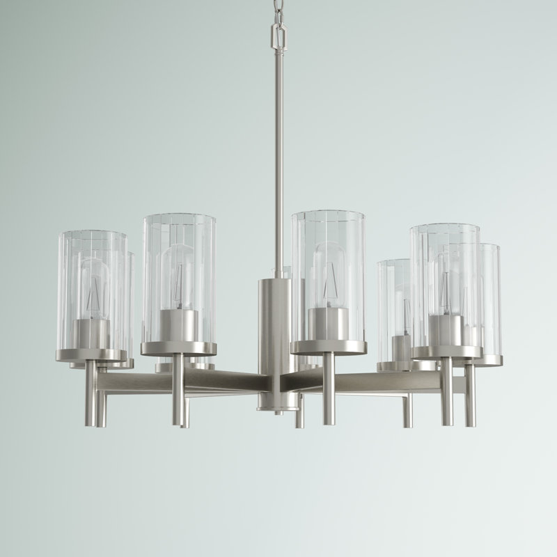 Bertelli 5 - Light Steel Dimmable Cylinder Chandelier, Pewter
