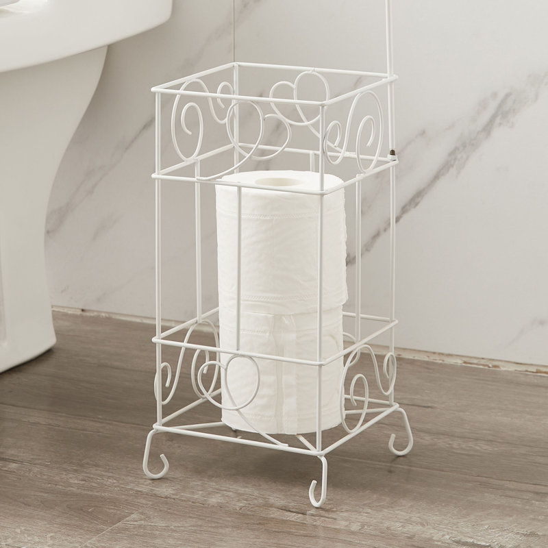 Porte-papier hygiénique en métal, organisateur de papier hygiénique, Blanc