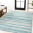 Raygoza Wavy Stripe Modern Aqua/Cream Indoor/Outdoor Rug-69806852