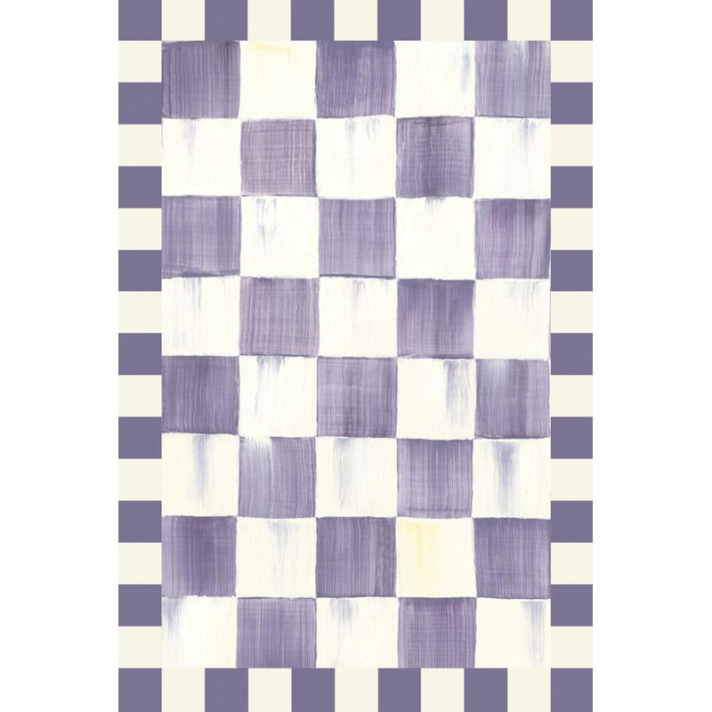 Violet Checkered Washable Rug, Rectangle 2' x 3'
