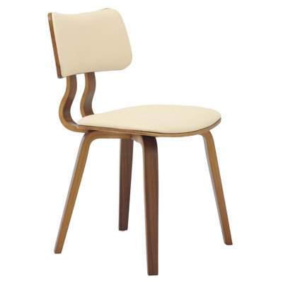 Hoyal Leather Dining Chair With Stained Poplar Wood Frame And Open-Back Design
