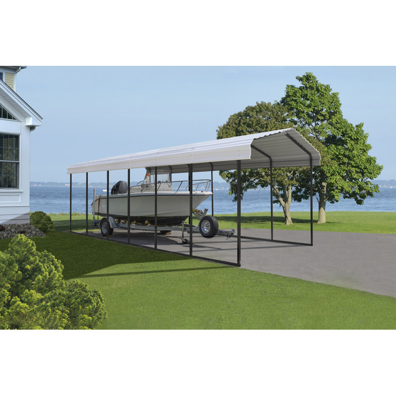 Eggshell Steel Carport Kit with Galvanized Roof