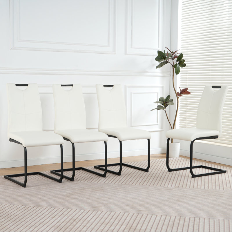 Chaise de salle à manger Ambernique, 4, Blanc, Noir