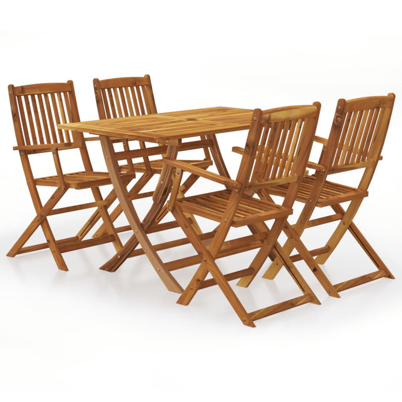 Swofford 4 - Person Acacia Patio Dining Set with Rectangular Table