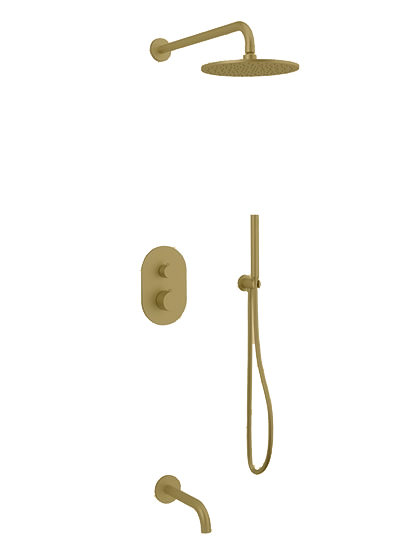 Complete Shower System, Satin Brass
