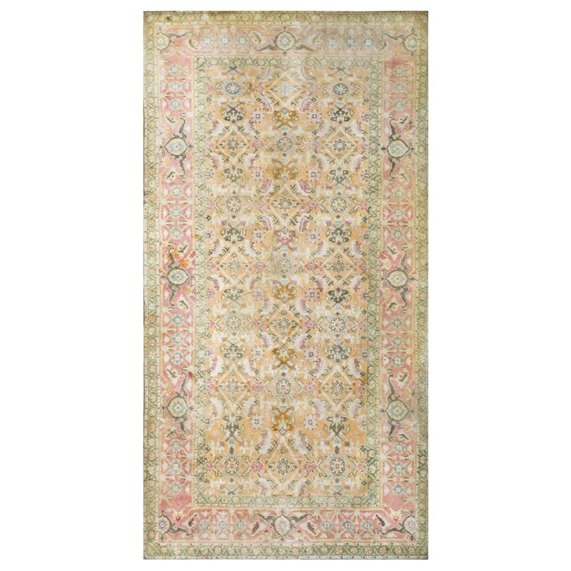 Tapis jaune en coton Antique
