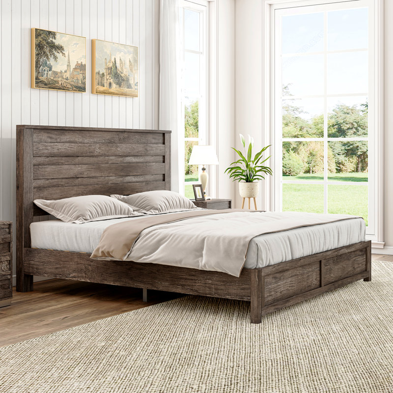 Lit plateforme Marro, Double, Gris