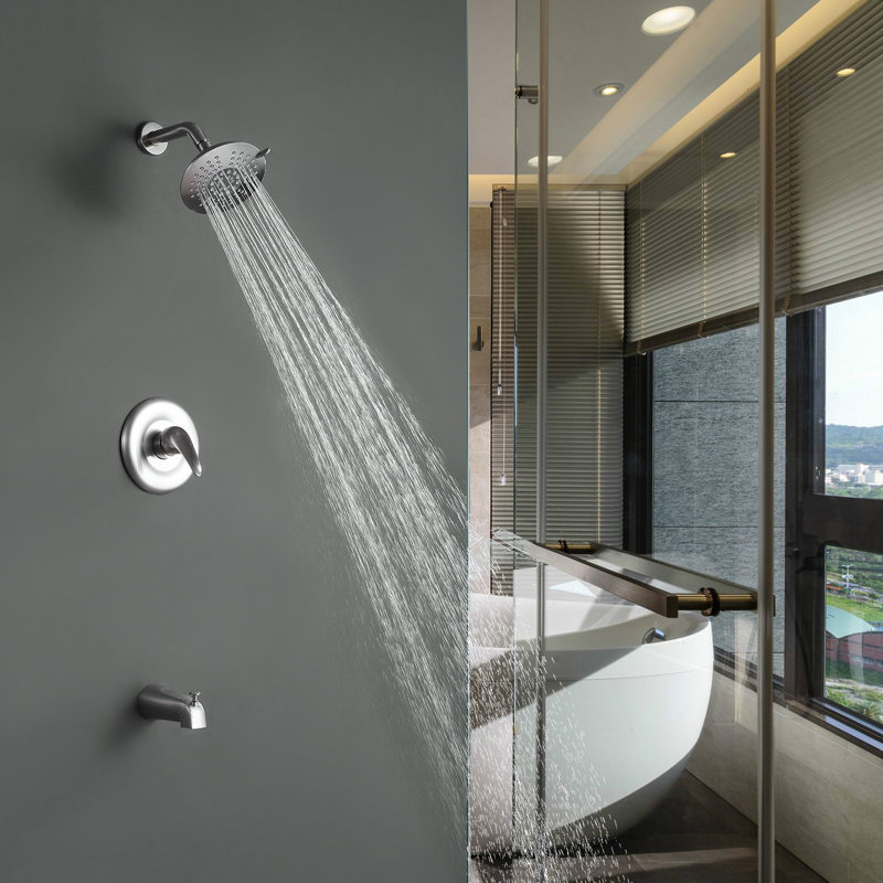 Système de douche complet avec valve à pression équilibrée, Nickel brossé