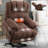 23" Seat Width And High Back Large Size Chenille Power Lift Recliner Chair With 8-Point Vibration Massage And Lumbar Heating, Brown-293658124