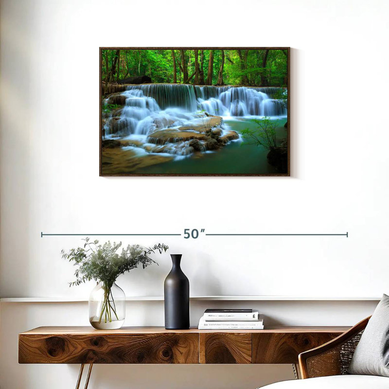 Kanchanaburi Deep Forest Waterfall, Floating Frame Walnut, 31" X 21"