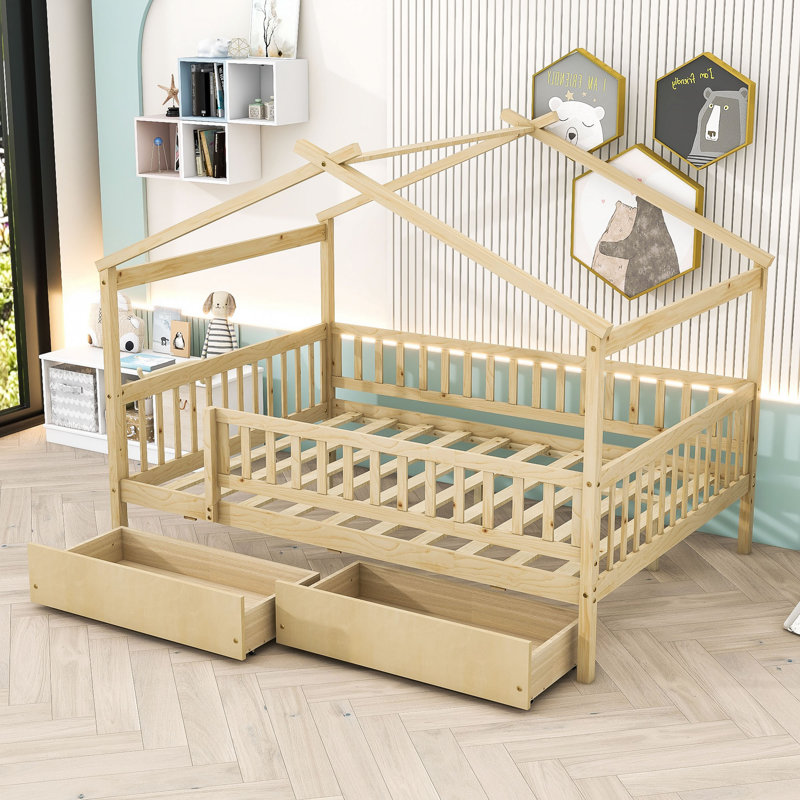 Velida Twin Daybed with Two Drawers, Natural, Full/Double
