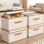 Ensemble de 4 paniers de rangement pliables en tissu avec couvercle rabattable et poignées, boîte à couvertures pour la maison, le bureau, le placard, beige-43650946
