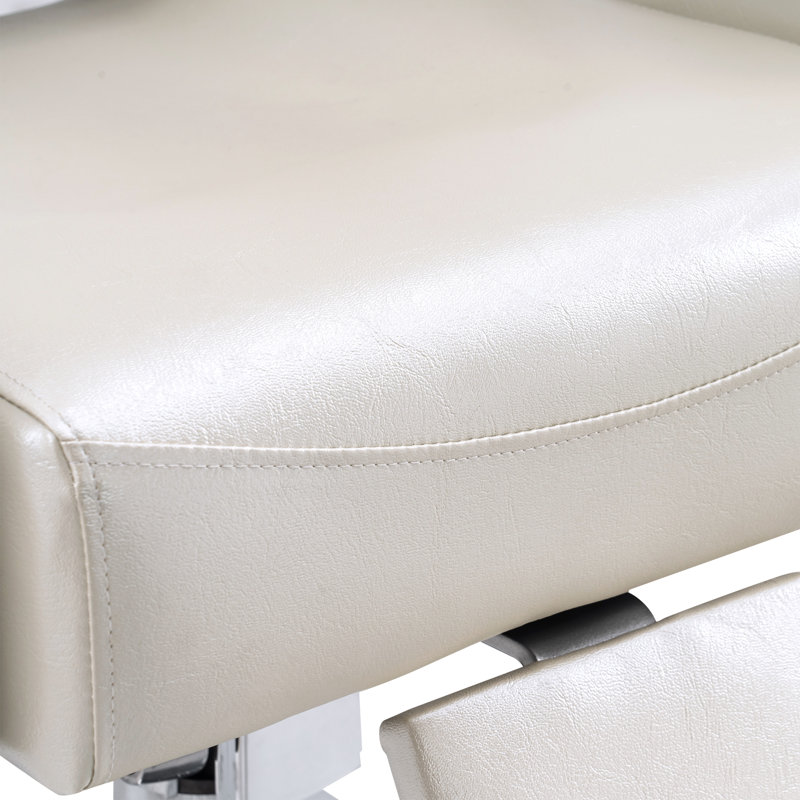 Fauteuil de coiffeur inclinable à pompe hydraulique, fauteuil de salon en similicuir, Simili cuir blanc
