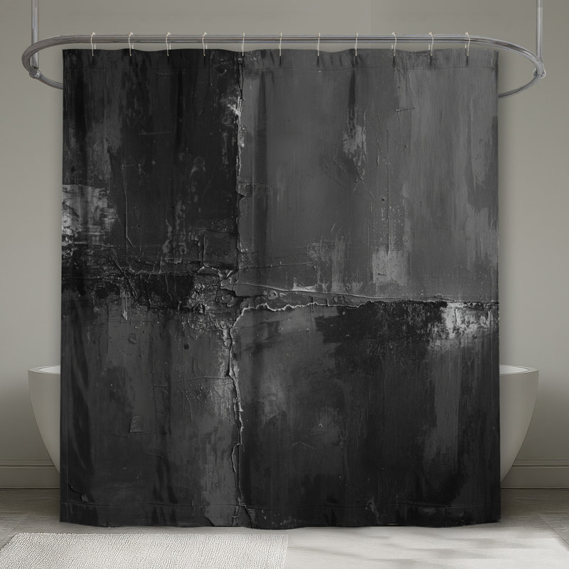 Rideaux de douche abstraits monochromes texturés extra longs, L 70 po x H 84 po