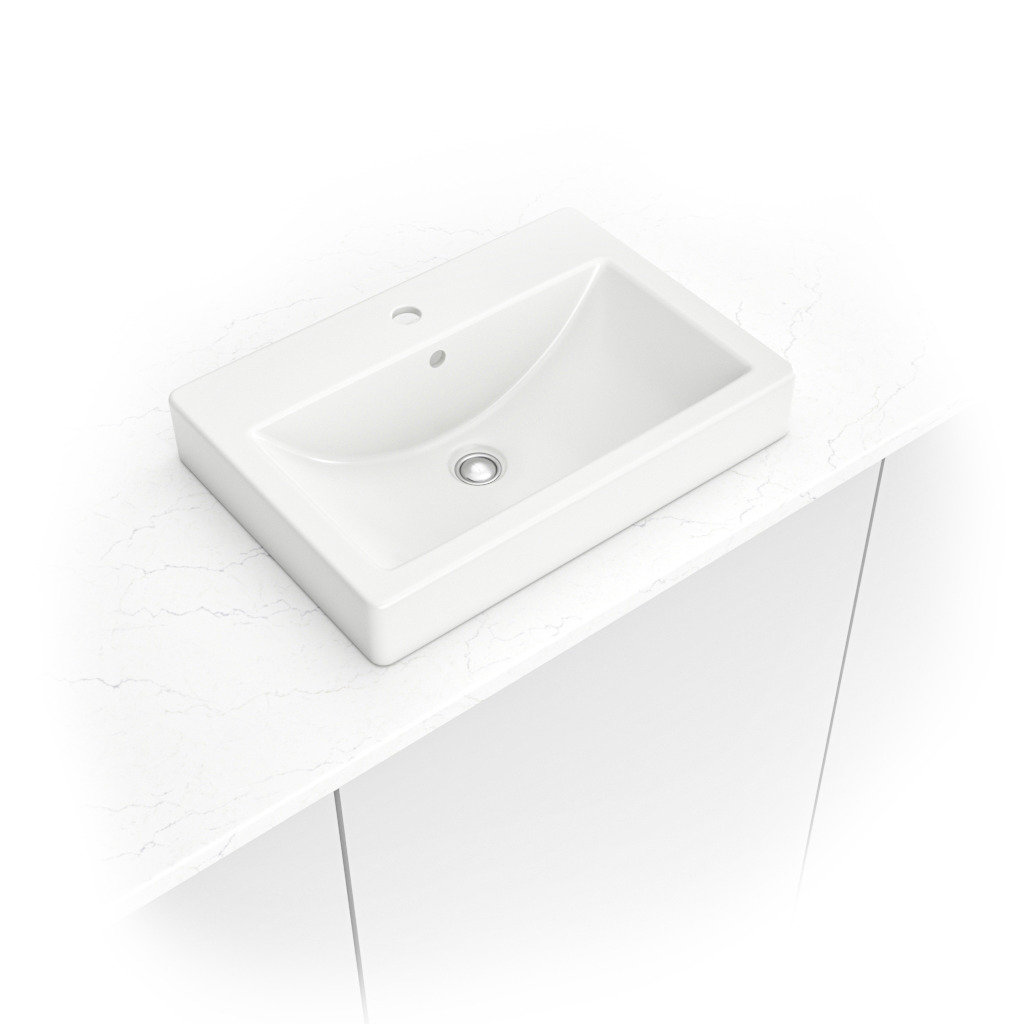 MSI 24" X 17" Tall White Rectangular Overmount Bathroom Sink with ...