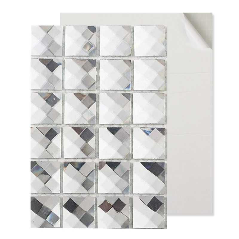 Carrelage mosaïque carré en verre Diflart, Échantillon argent à 13 facettes