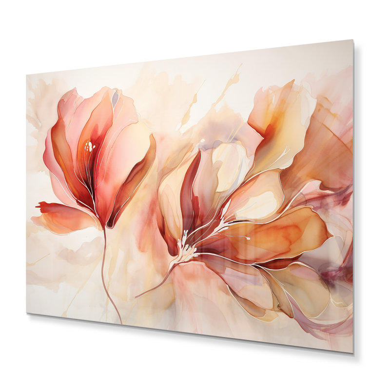 Décoration murale pétale de pêche - Botanicals abstraits en métal, H 24 po x l 32 po