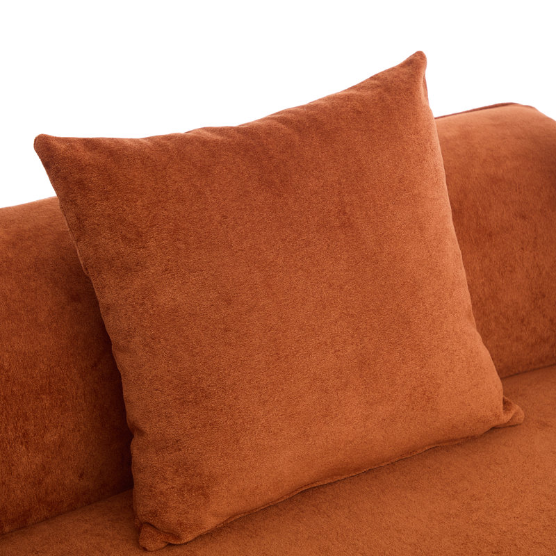 Hession Boneless 126" Modern Compression Curved Sectional Sofa, Dark Orange Polyester