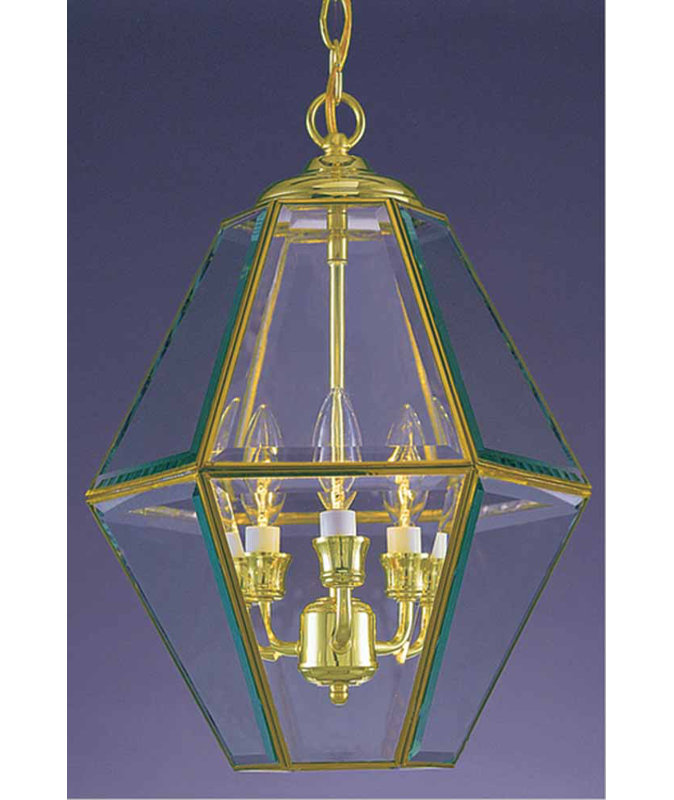 Luminaire suspendu géométrique 3 lumières lanterne, Laiton poli