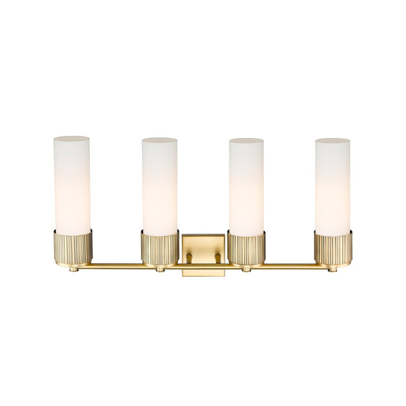 Éclairage pour meuble-lavabo mural 4 lumières 12 "Bolivar, Laiton brossé, Blanc