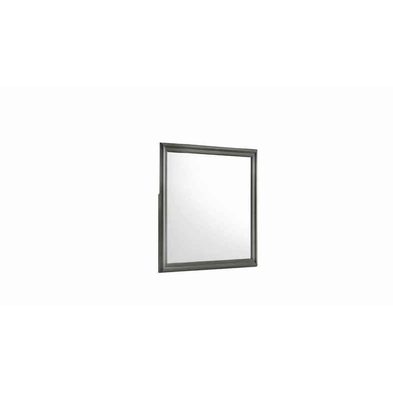 Miroir de style moderne Blaze en bois (seulement miroir), Gris métallisé