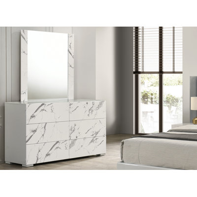 Ensemble de commode et miroir à effet de marbre gris avec effet de marbre Londonderry