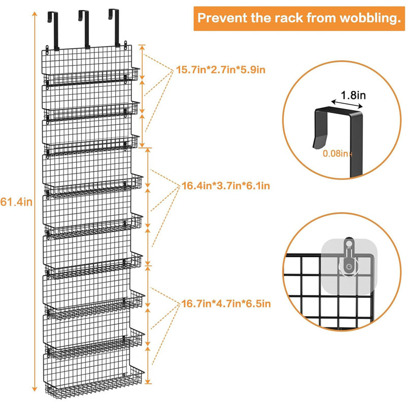  9-tier Spice Rack Organizer With Door Hook, Wall Mount, And Extra Large Capacity For Pantry Door – Stylish Black Design For Effortless Organization, Ultimate Kitchen Storage Solution